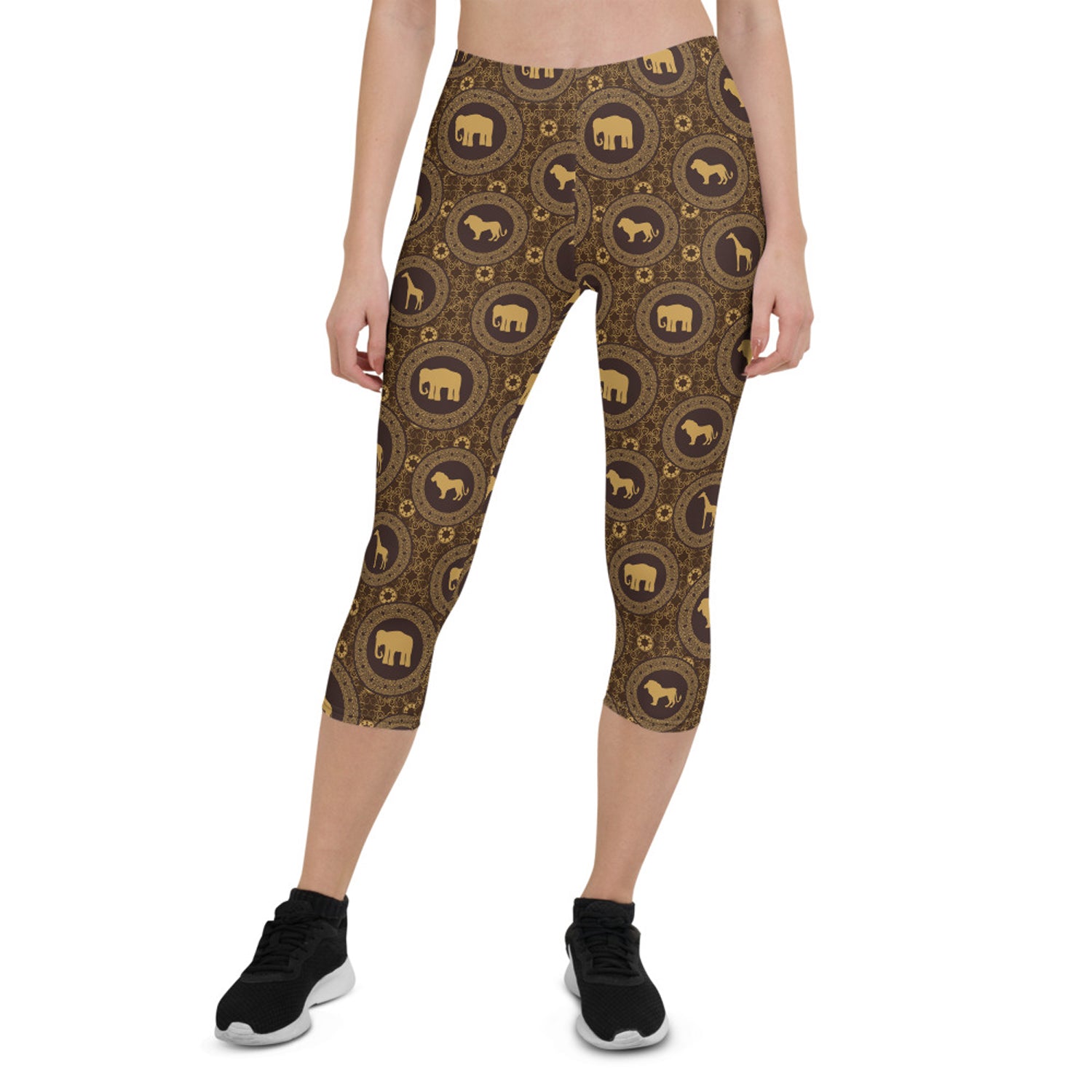 Womens Brown African Safari Animals Capri Leggings – Found By Me - Everyday  Clothing & Accessories