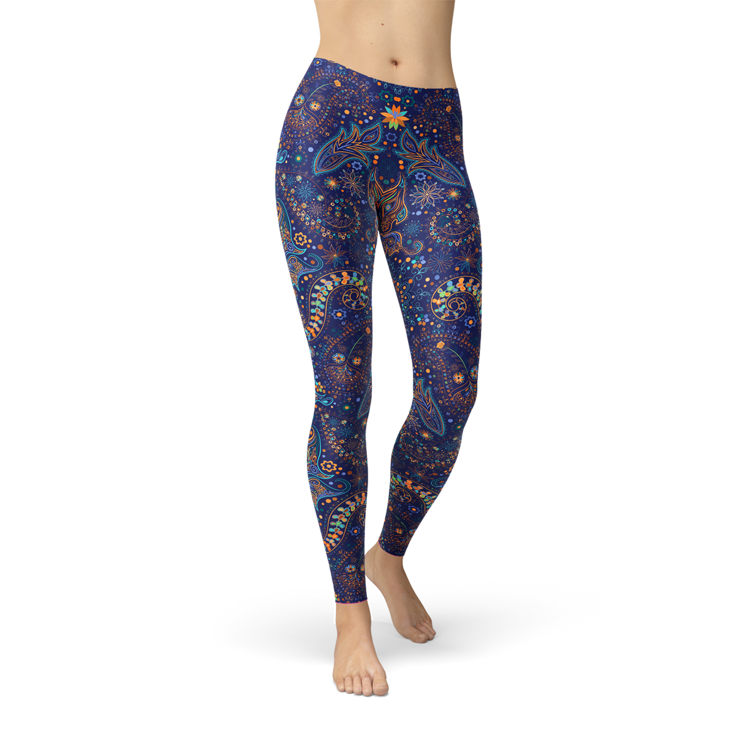 Wholesale Creamy Soft Electric Blue Floral Butterfly Leggings
