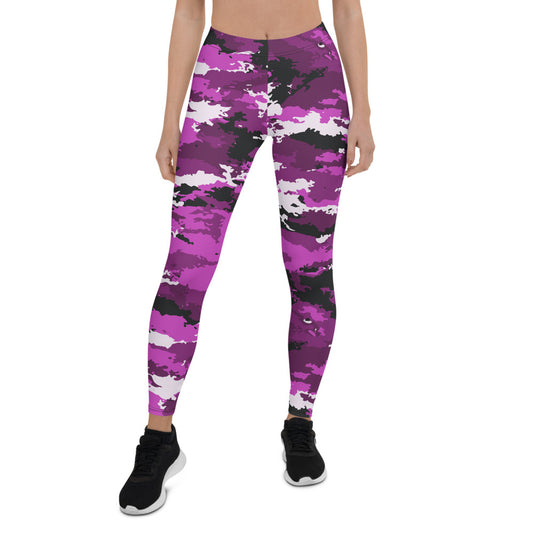 Pink and Purple Camo Leggings for Women