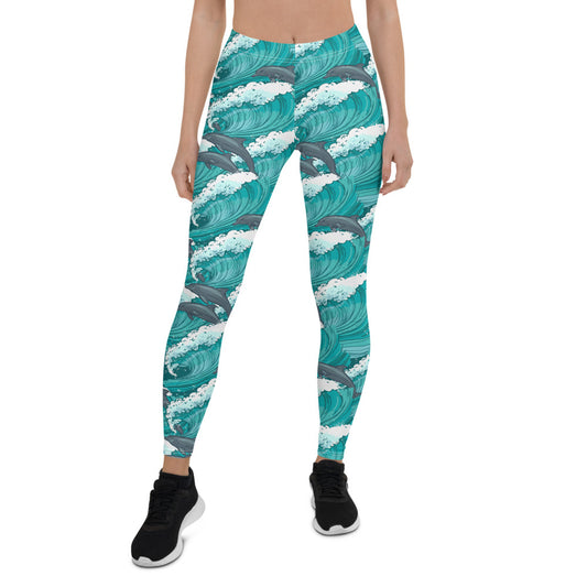 Womens Dolphin and Waves Leggings