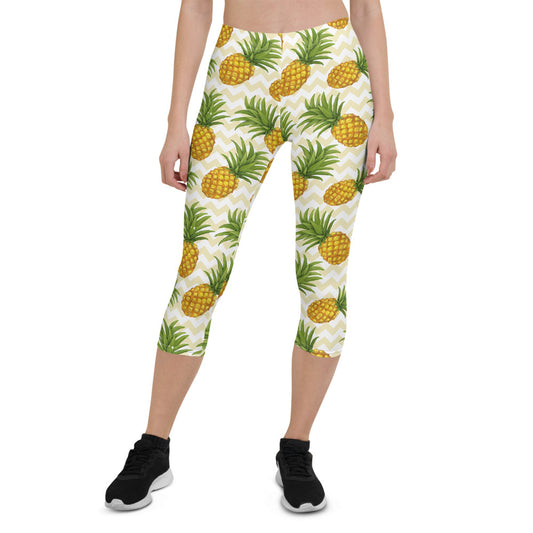 Women Pineapple Capri Leggings