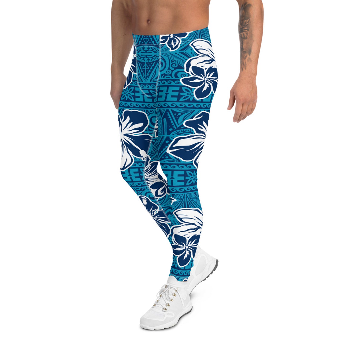 Blue Hawaii Floral Leggings for Men