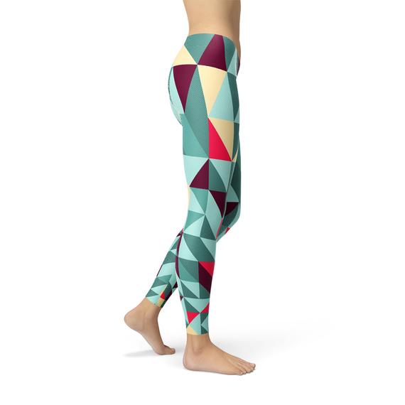 Womens Leggings w/ Colorful Geometric Triangles – Found By Me