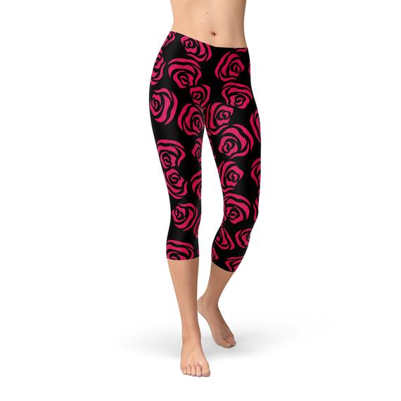 Red Roses Capri Leggings – Found By Me - Everyday Clothing & Accessories